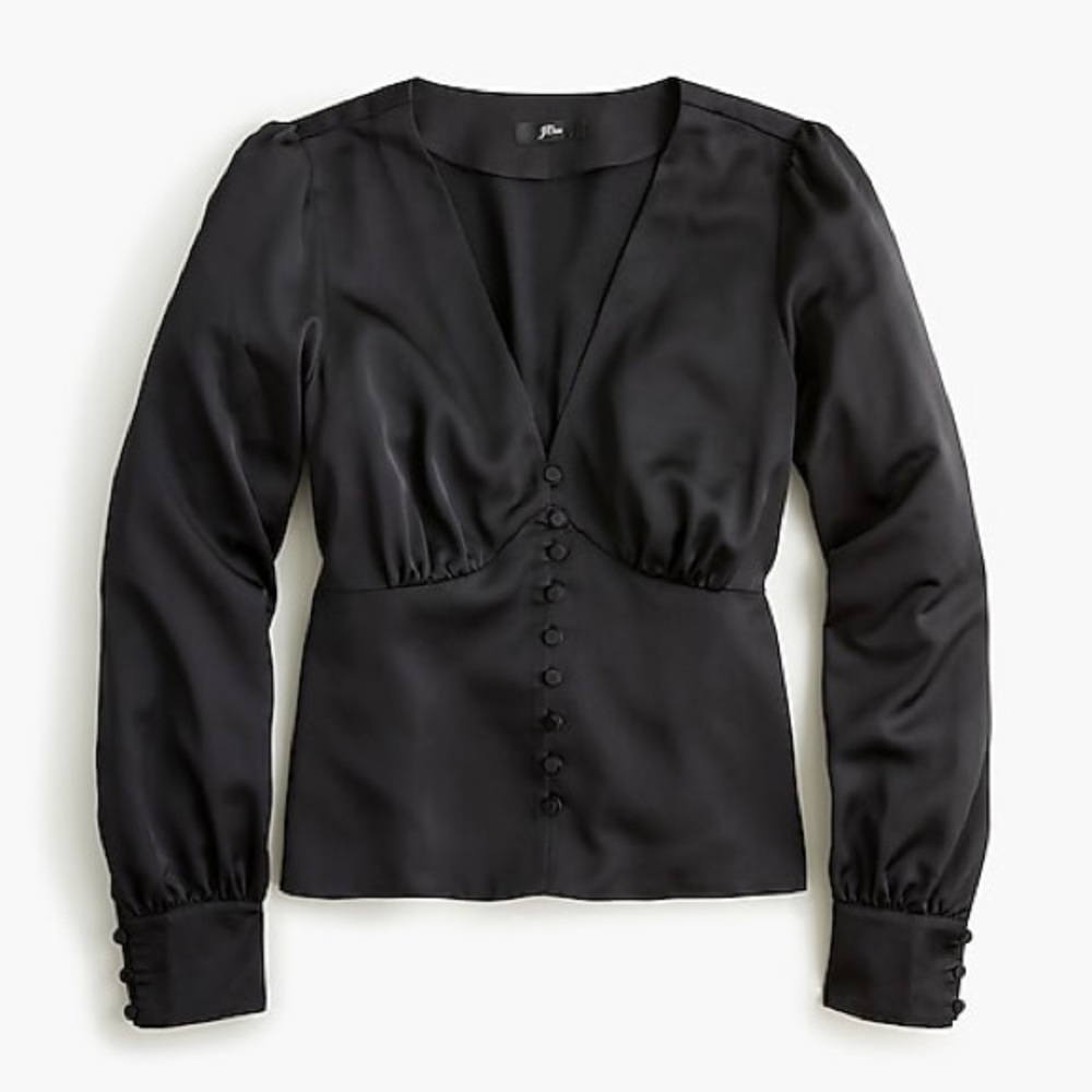 NWT J Crew Satin V Neck Blouse (HUNG)